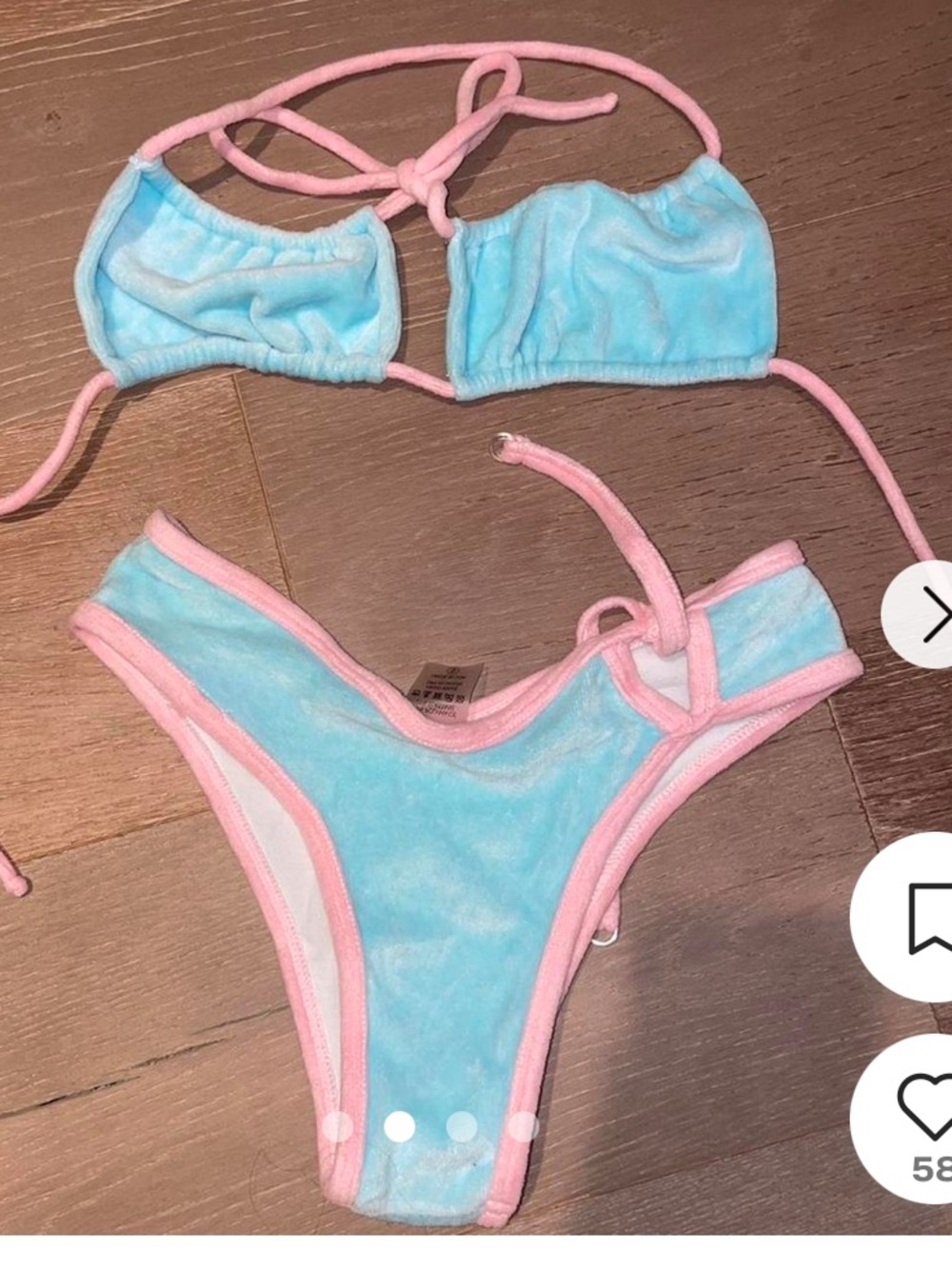 Pastel Blue & Pink Velvet Bikini Set - Women's Swim Bikini #B1
